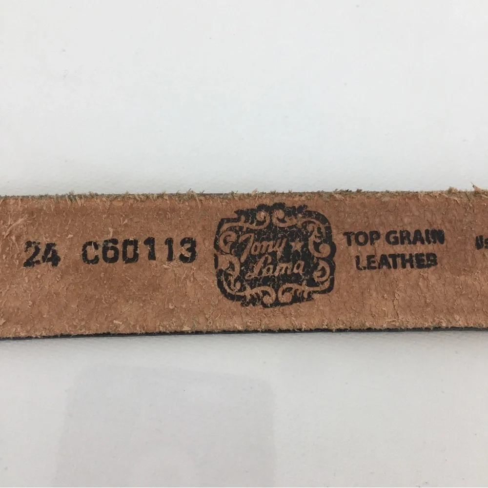 Tony Lama Western Tooled Top Grain Leather Belt Brown Unisex Size 24 Cowboy Belt